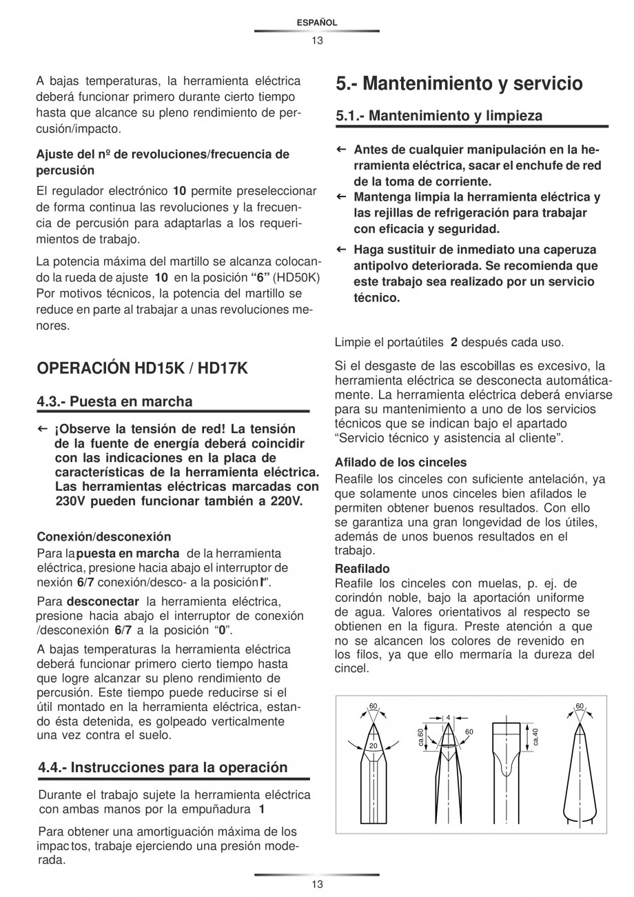 Pagina 13-Ciocan rotopercutor 1200 W STAYER SDS-max HD 55K Instructiuni montaj, utilizare Engleza, Germana,...