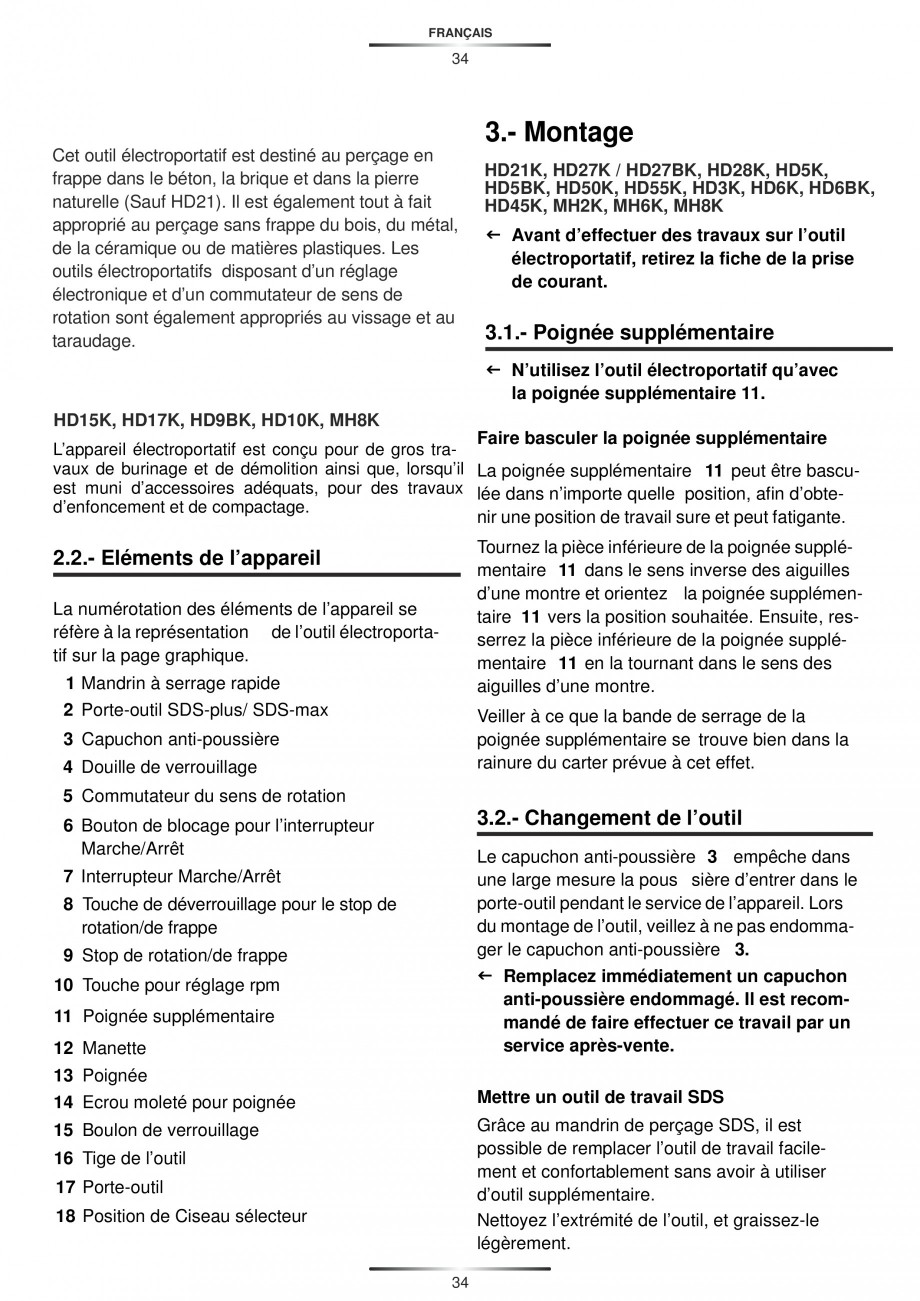 Pagina 34-Ciocan rotopercutor 1200 W STAYER SDS-max HD 55K Instructiuni montaj, utilizare Engleza, Germana,...