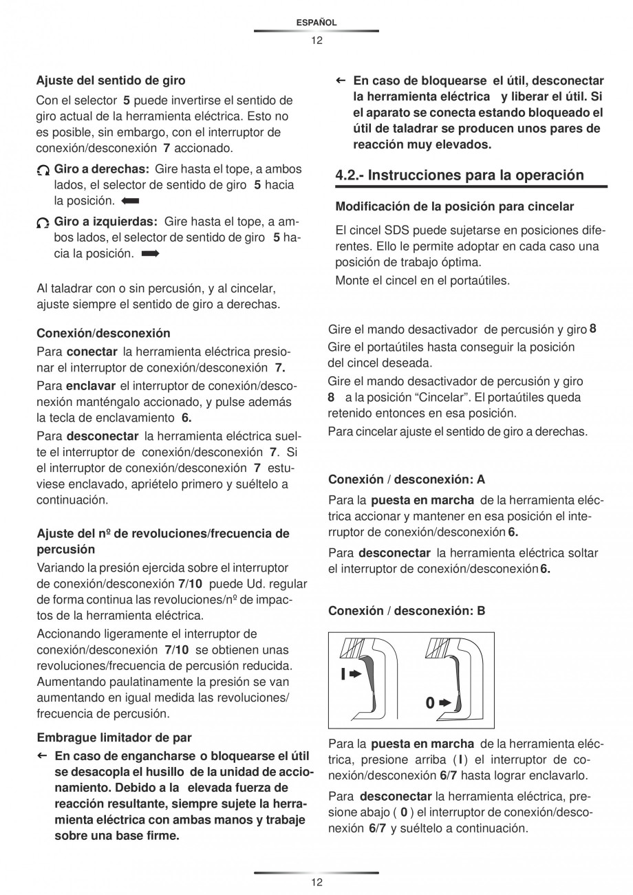 Pagina 12 - Ciocan rotopercutor 1250 W STAYER SDS-plus MH 8K Instructiuni montaj, utilizare Engleza,...