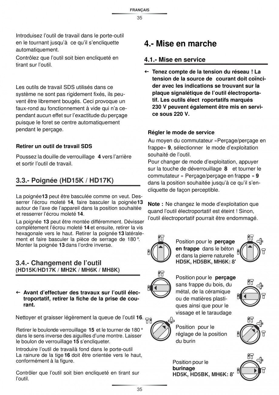 Pagina 35-Ciocan rotopercutor 1250 W STAYER SDS-plus MH 8K Instructiuni montaj, utilizare Engleza, Germana,...