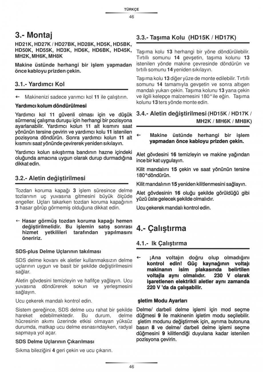 Pagina 46-Ciocan rotopercutor 1250 W STAYER SDS-plus MH 8K Instructiuni montaj, utilizare Engleza, Germana,...