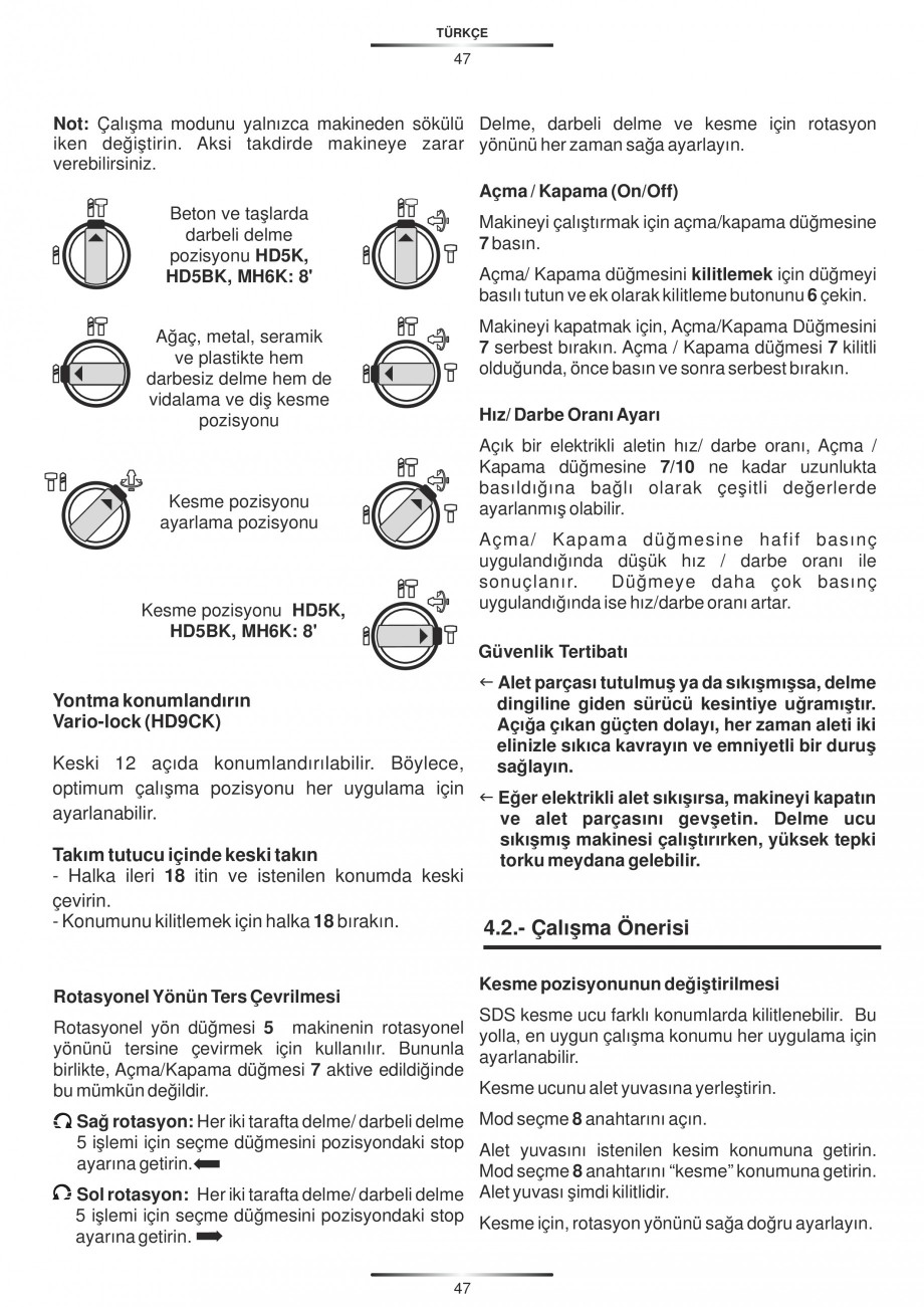Pagina 47-Ciocan rotopercutor 1250 W STAYER SDS-plus MH 8K Instructiuni montaj, utilizare Engleza, Germana,...