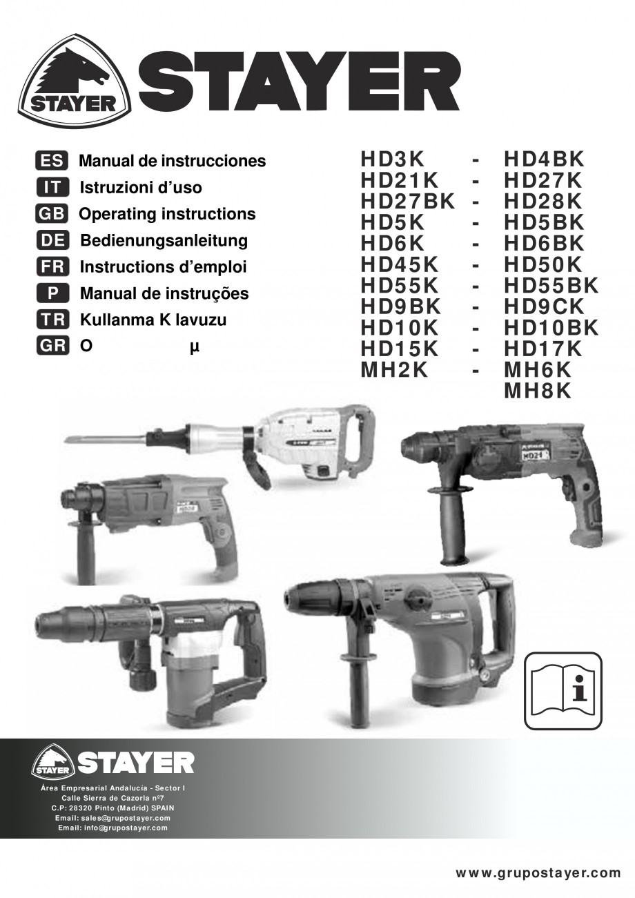 Pagina 1-Ciocan rotopercutor cu cutie STAYER SDS-max HD 50K Instructiuni montaj, utilizare Engleza, Germana, ...