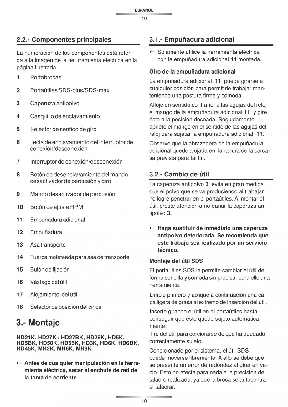 Pagina 10-Ciocan rotopercutor cu cutie STAYER SDS-max HD 50K Instructiuni montaj, utilizare Engleza, Germana, ...