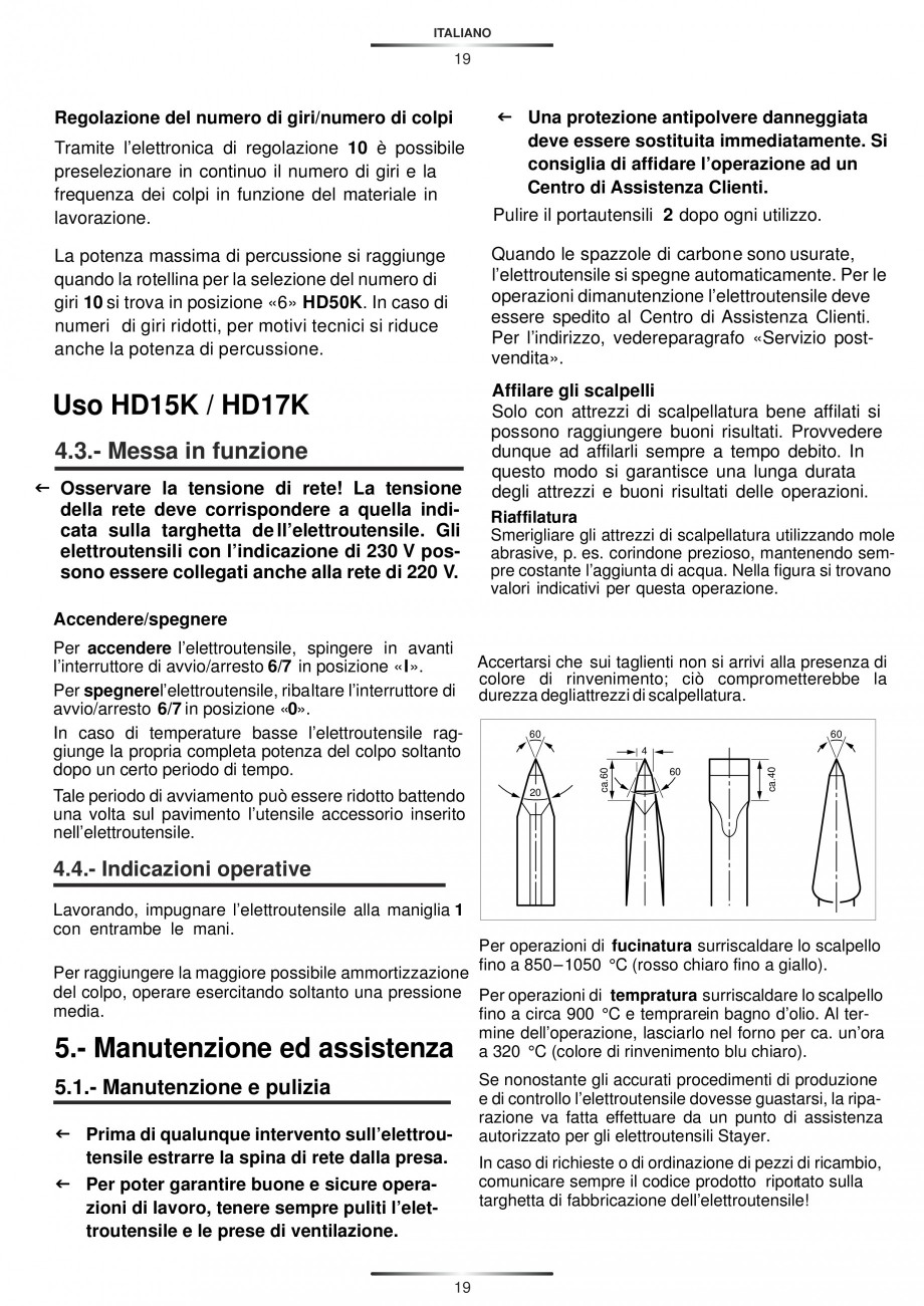 Pagina 19-Ciocan rotopercutor cu cutie STAYER SDS-max HD 50K Instructiuni montaj, utilizare Engleza, Germana, ...