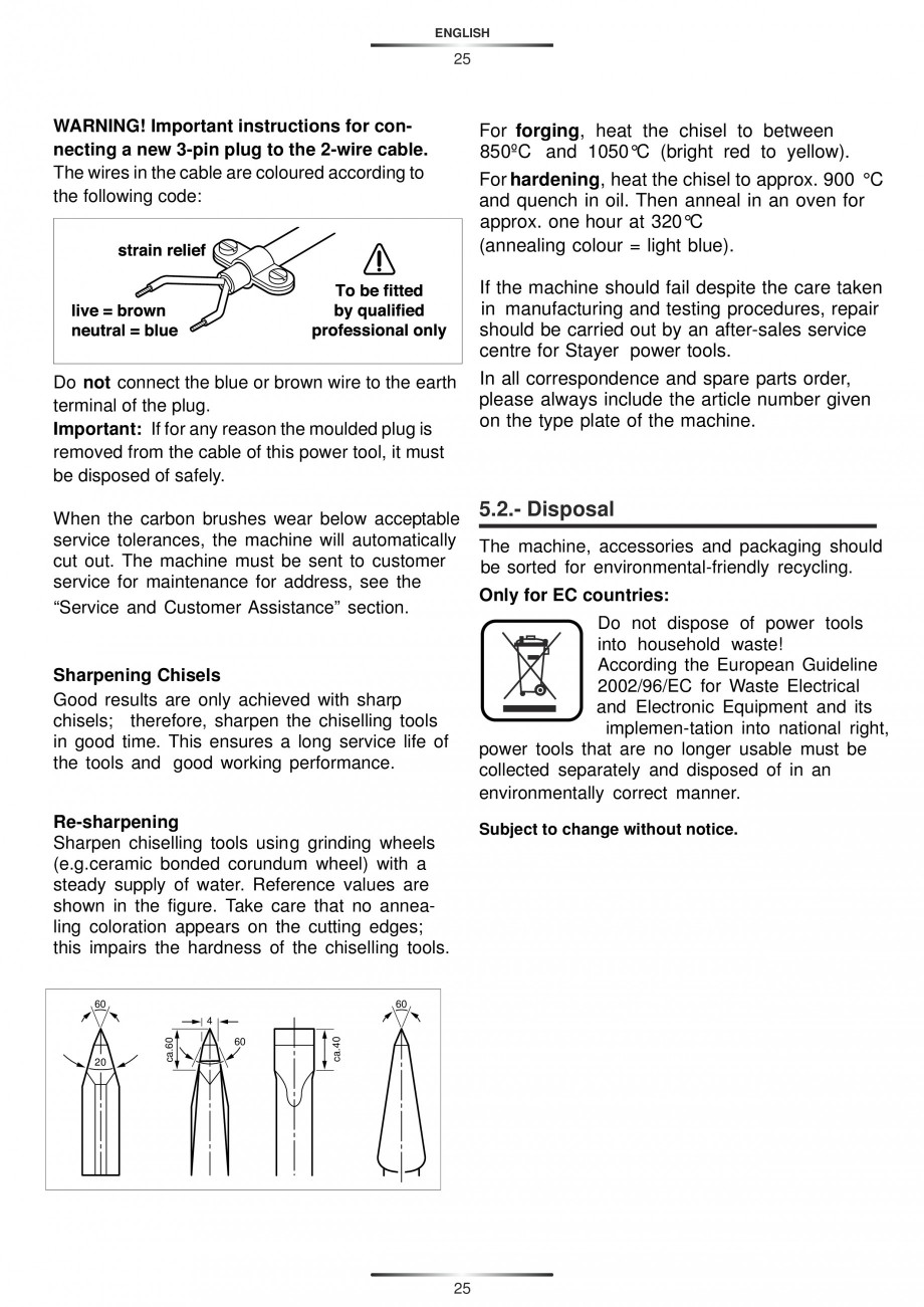 Pagina 25-Ciocan rotopercutor cu cutie STAYER SDS-max HD 50K Instructiuni montaj, utilizare Engleza, Germana, ...