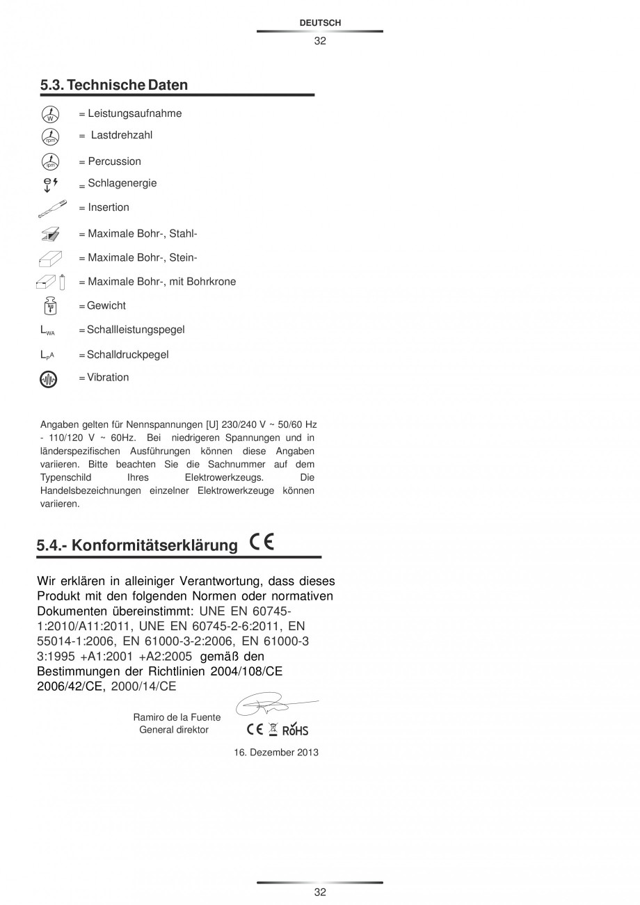 Pagina 32-Ciocan rotopercutor cu cutie STAYER SDS-max HD 50K Instructiuni montaj, utilizare Engleza, Germana, ...