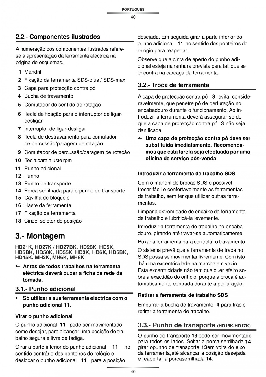 Pagina 40-Ciocan rotopercutor cu cutie STAYER SDS-max HD 50K Instructiuni montaj, utilizare Engleza, Germana, ...