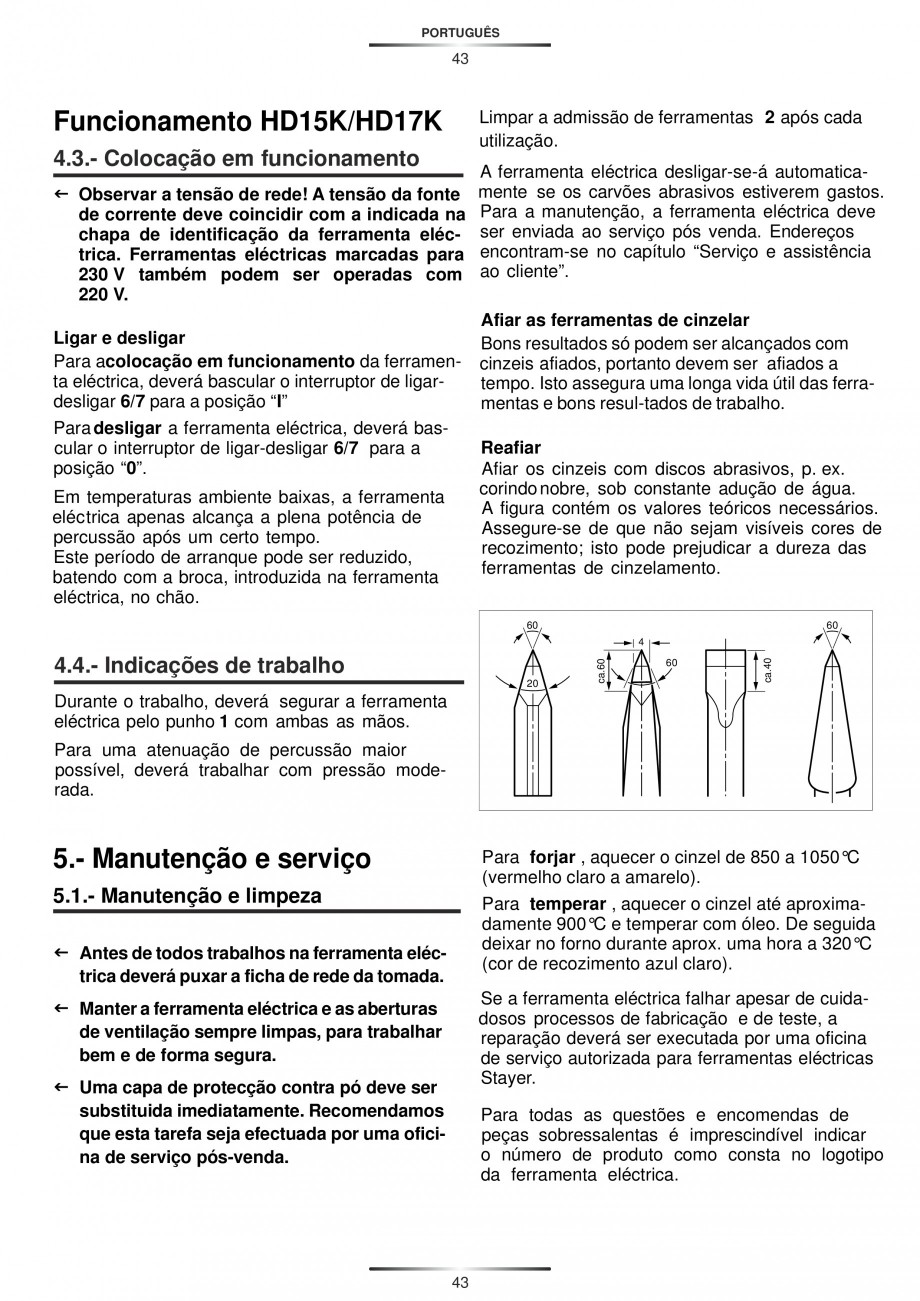 Pagina 43-Ciocan rotopercutor cu cutie STAYER SDS-max HD 50K Instructiuni montaj, utilizare Engleza, Germana, ...