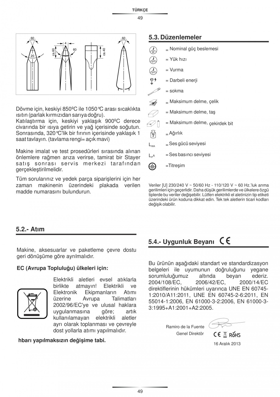 Pagina 49-Ciocan rotopercutor cu cutie STAYER SDS-max HD 50K Instructiuni montaj, utilizare Engleza, Germana, ...