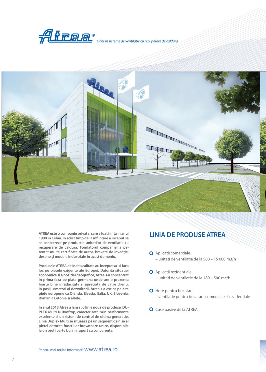 Pagina 2-Unitate de ventilatie ATREA DUPLEX MULTI-N Rooftop Catalog, brosura Romana ma generatie.
Linia...