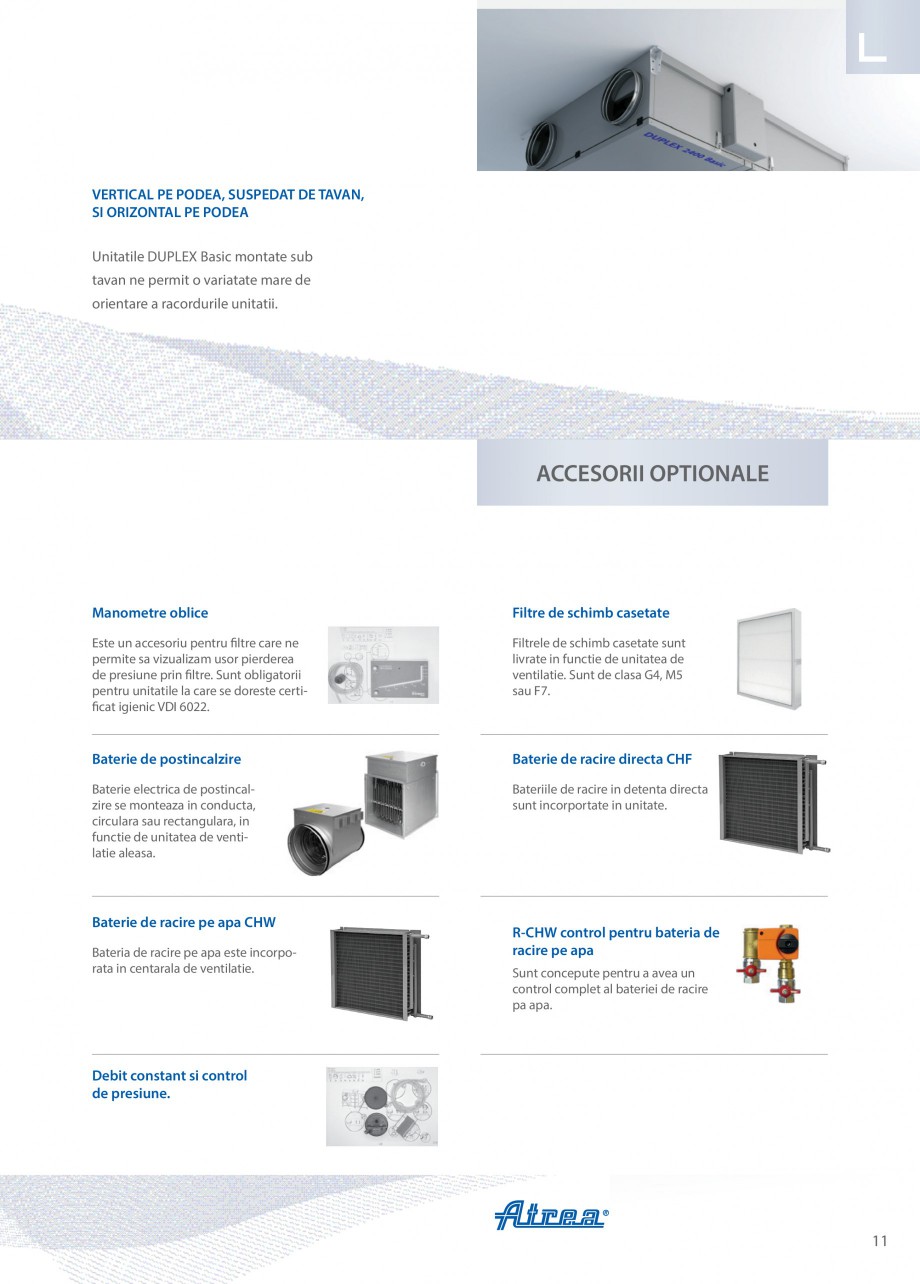 Pagina 11-Unitate de ventilatie ATREA DUPLEX BASIC Catalog, brosura Romana ie.
Acces usor –usita pe balamale...