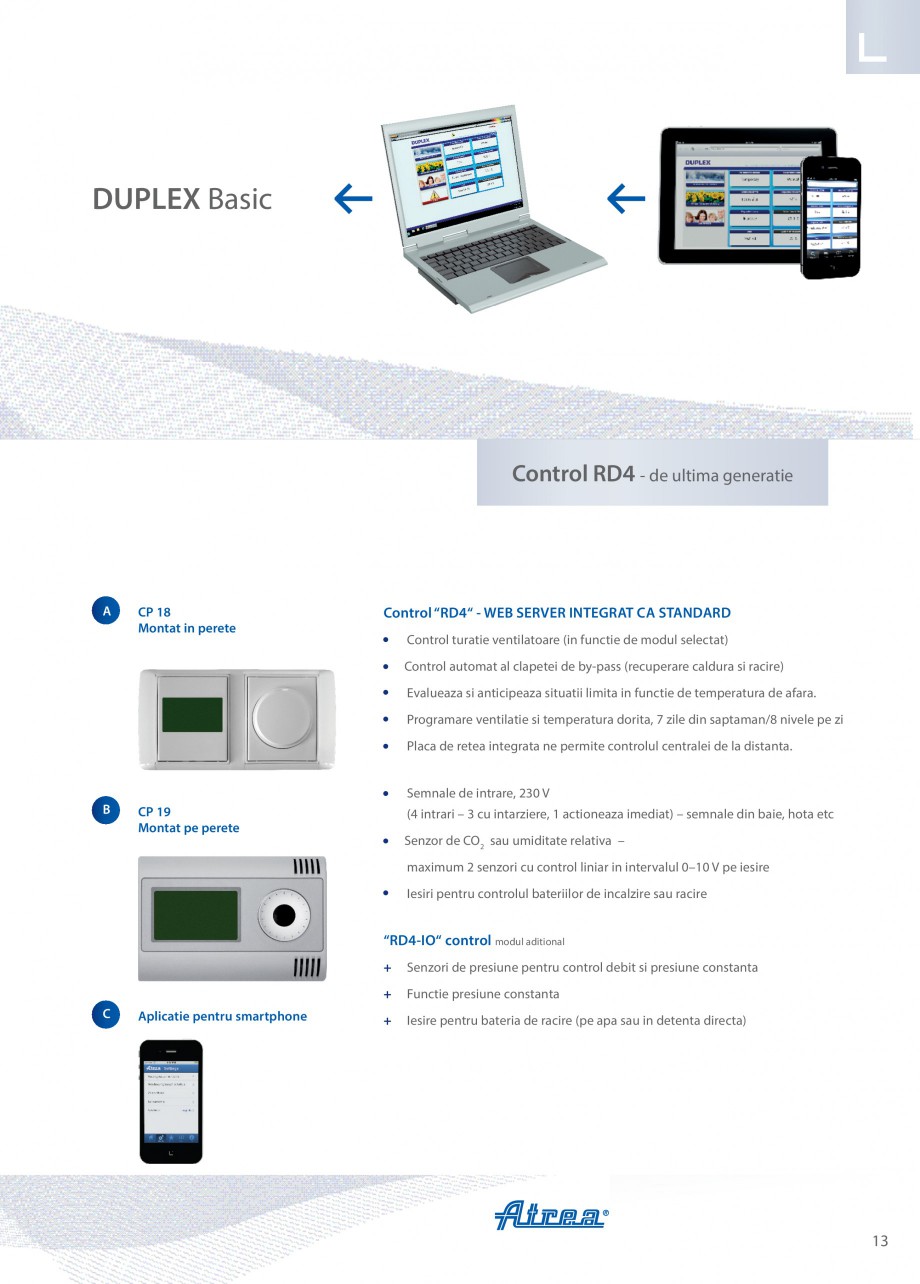 Pagina 13-Unitate de ventilatie ATREA DUPLEX BASIC Catalog, brosura Romana ntate pe unitate si conectate
...