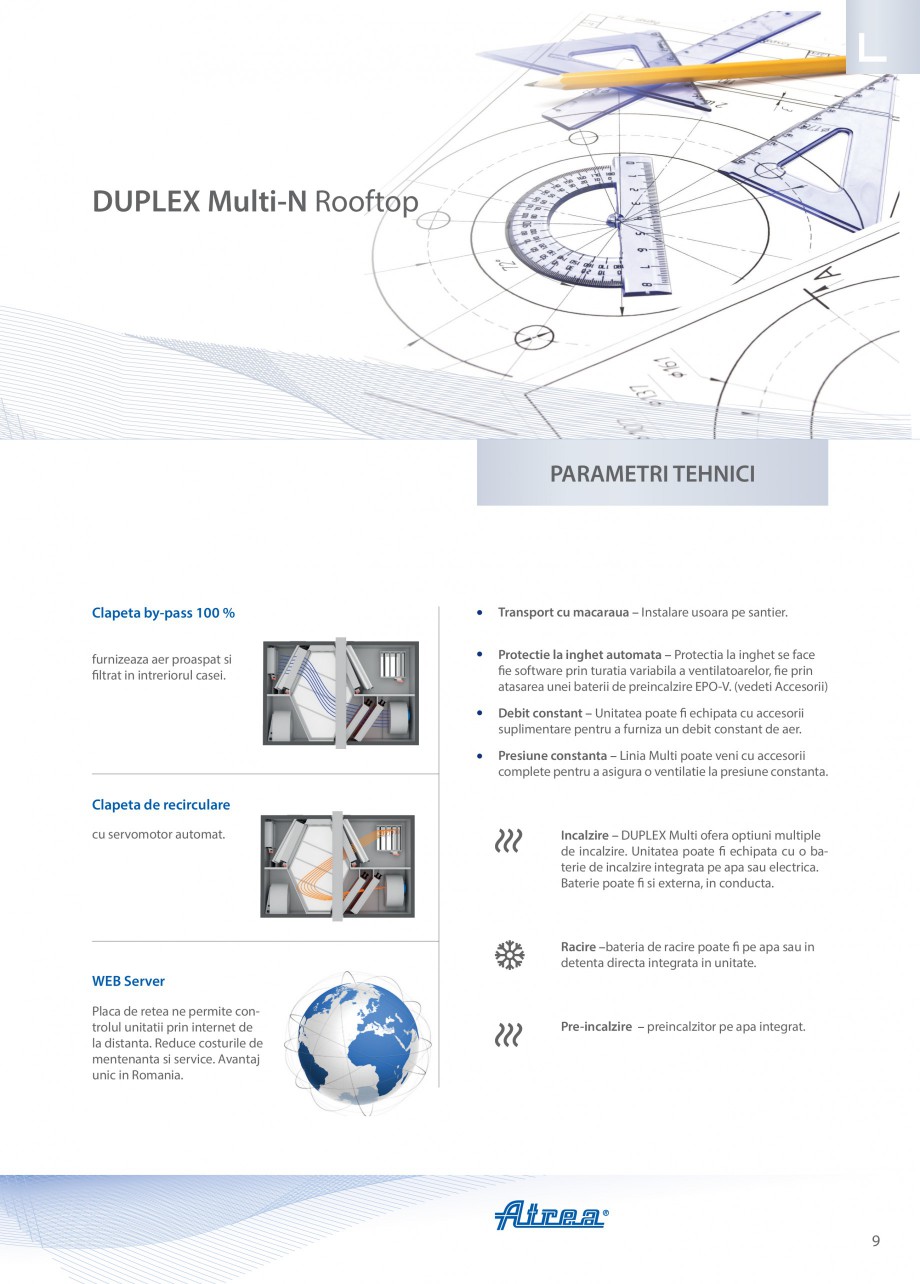 Pagina 9-Unitate de ventilatie ATREA DUPLEX MULTI-N Rooftop Catalog, brosura Romana ozitie de montaj a...