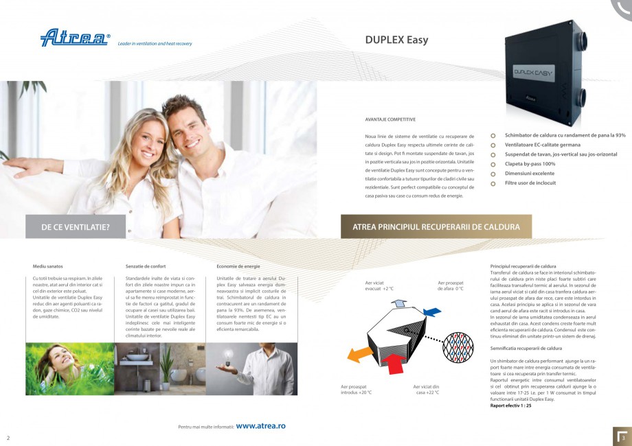 Pagina 2-Sistem de ventilatie cu recuperare de caldura - Linia Rezidentiala ATREA DUPLEX EASY Fisa tehnica...