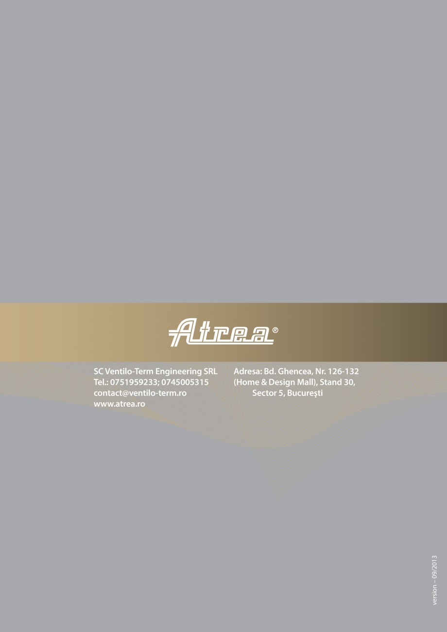 Pagina 5-Sistem de ventilatie cu recuperare de caldura - Linia Rezidentiala ATREA DUPLEX EASY Fisa tehnica...