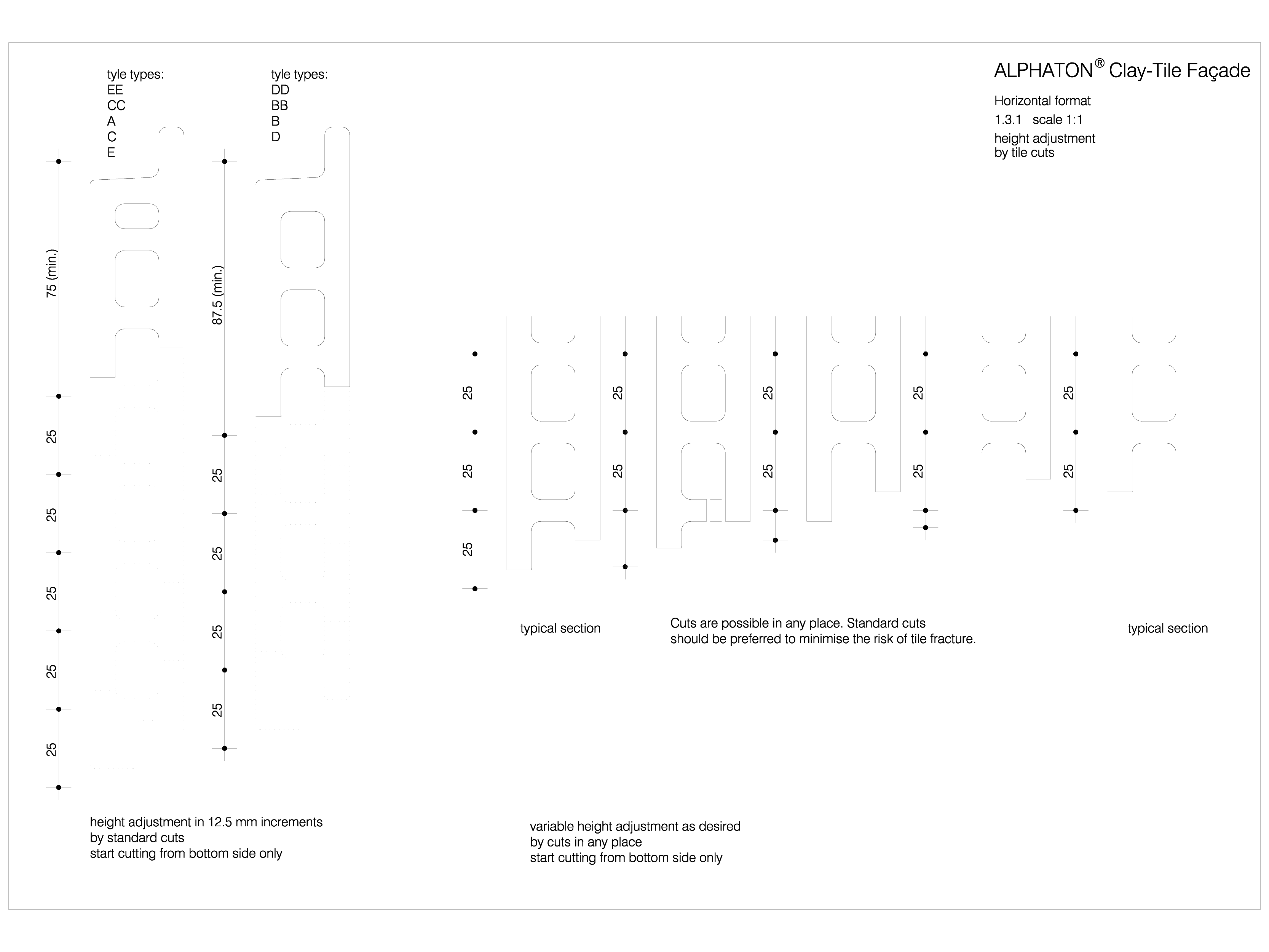 Pagina 1 - CAD-DWG Placaje ceramice pentru fatada - Montaj orizontal - Ajustarea inlatimii prin...
