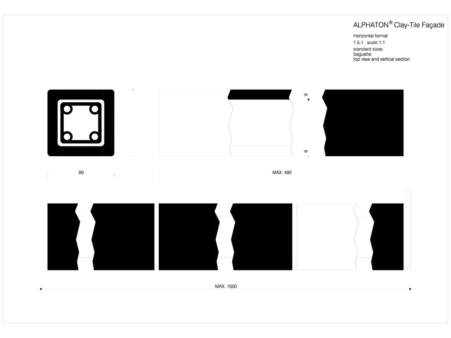 Pagina 1-CAD-DWG Placaje ceramice pentru fatada - Baghete de dimensiuni standard - Plan si sectiune verticala...