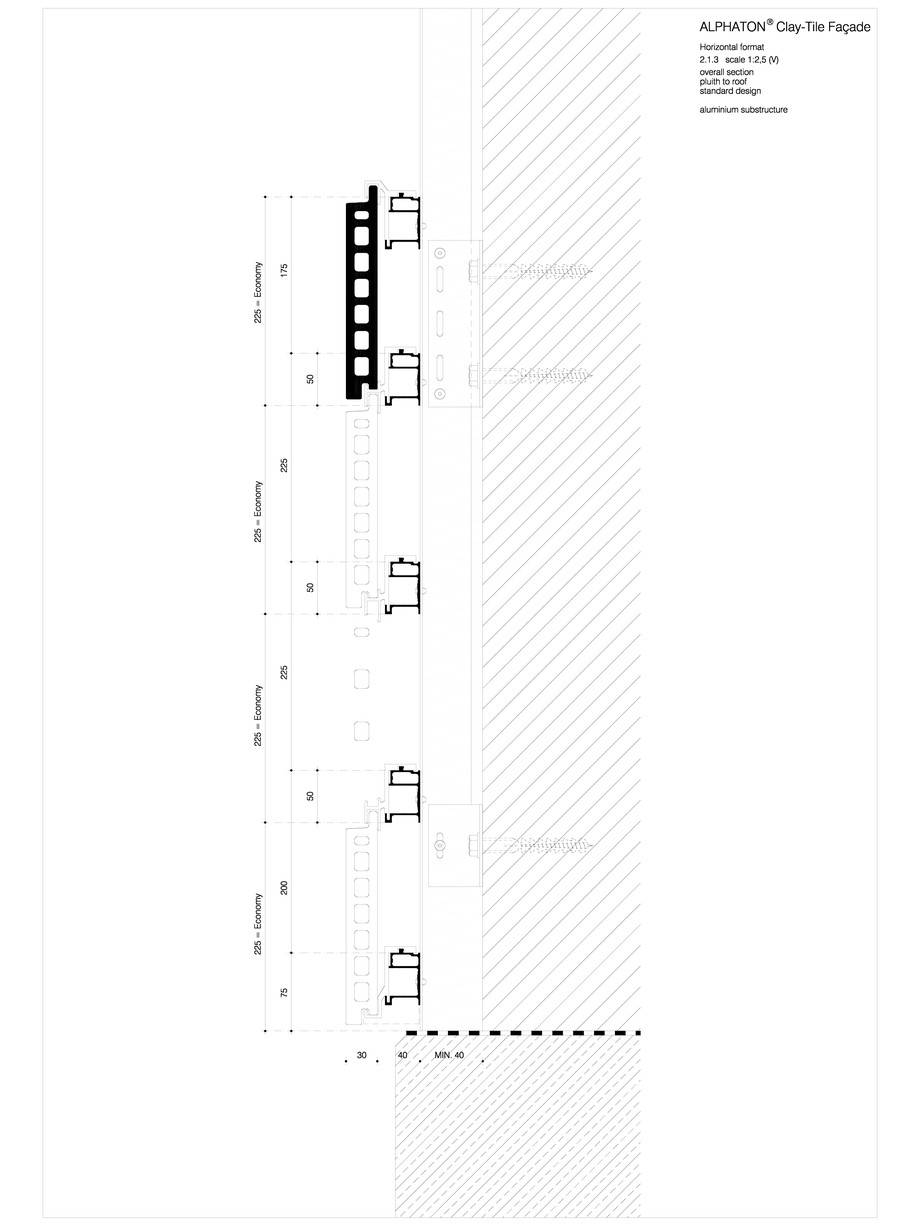 Pagina 1-CAD-DWG Placaje ceramice pentru fatada - Montaj orizontal pe structura de aluminiu - Sectiune...