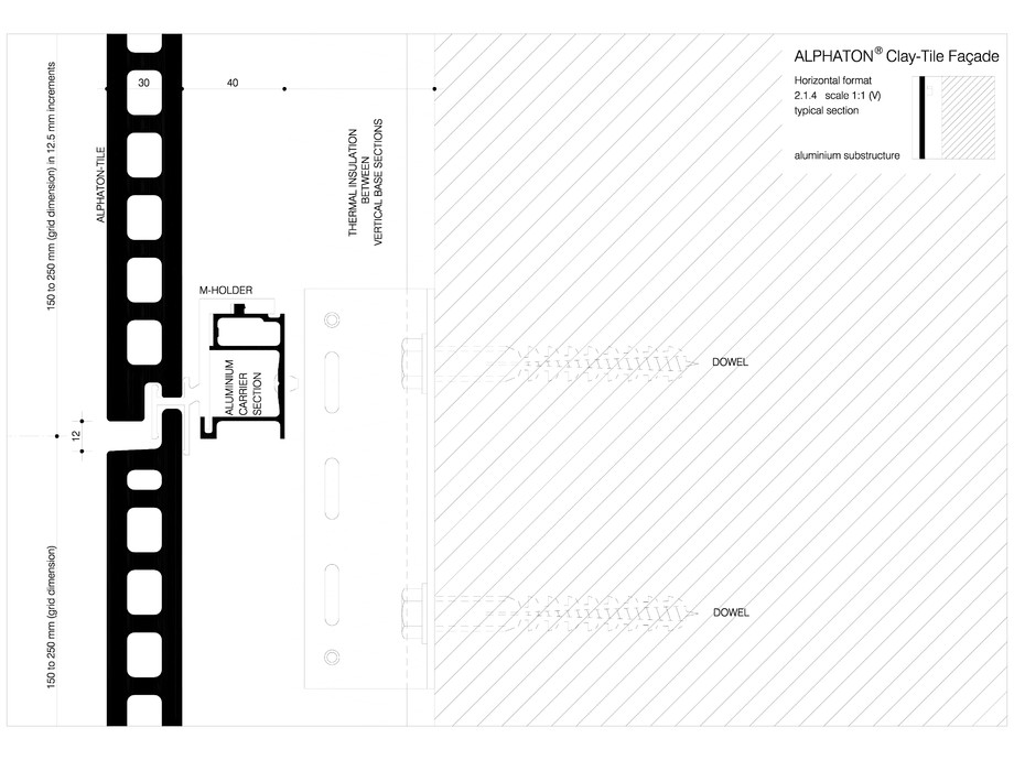 Pagina 1-CAD-DWG Placaje ceramice pentru fatada - Montaj orizontal pe structura de aluminiu - Sectiune...