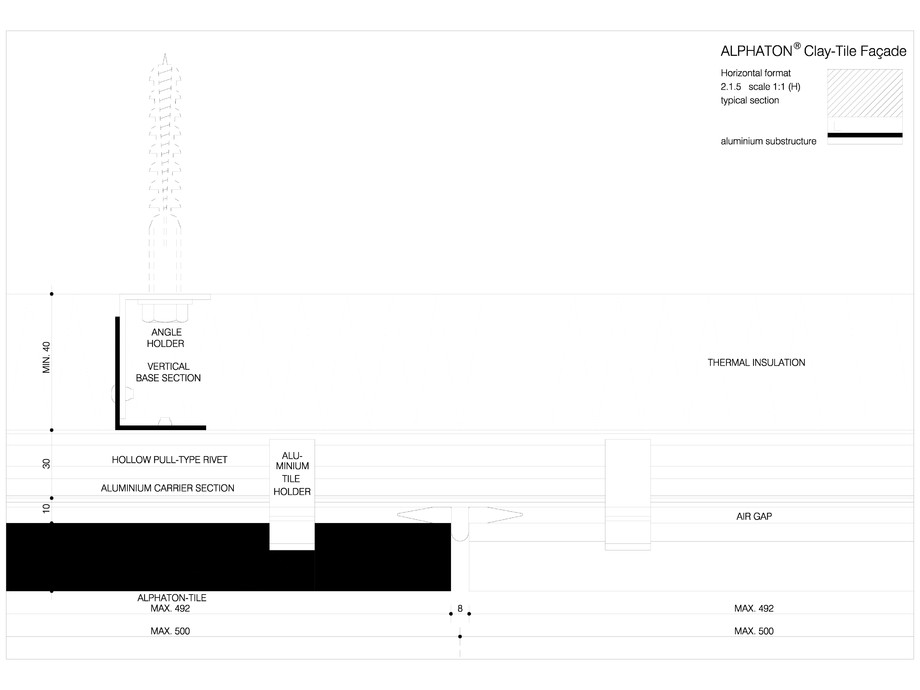 Pagina 1-CAD-DWG Placaje ceramice pentru fatada - Montaj orizontal pe structura de aluminiu - Sectiune...
