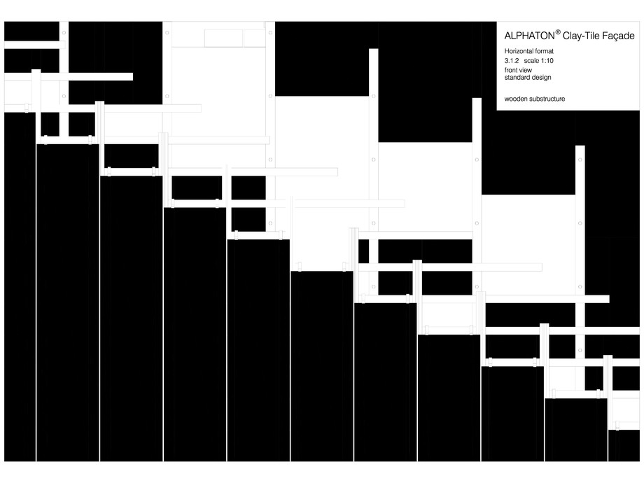 Pagina 1-CAD-DWG Placaje ceramice pentru fatada - Montaj orizontal pe structura de lemn - Vedere din fata...