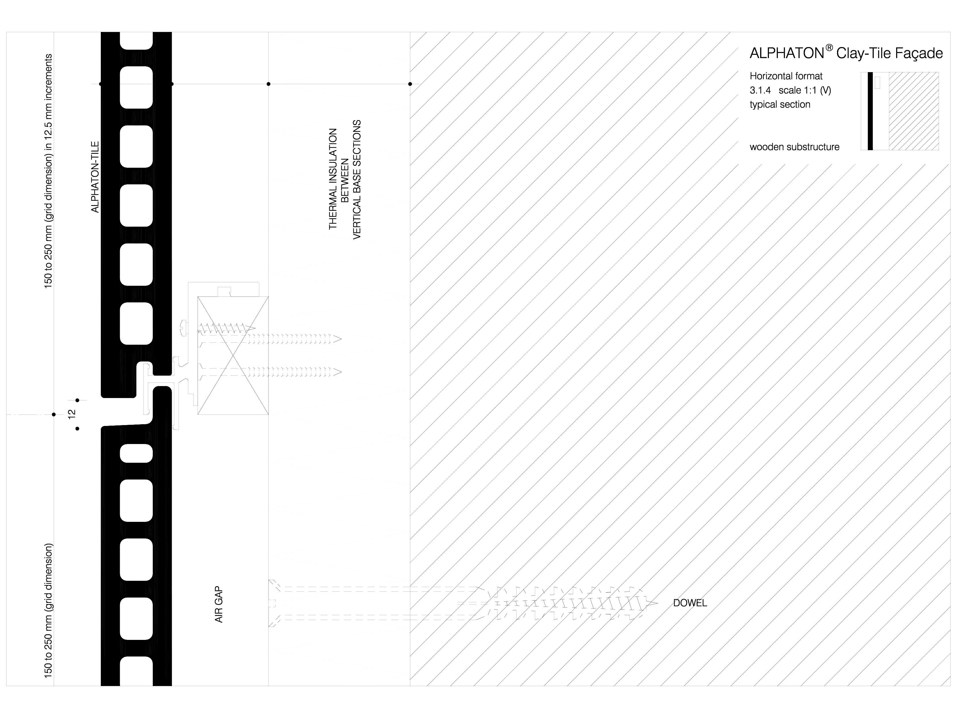 Pagina 1 - CAD-DWG Placaje ceramice pentru fatada - Montaj orizontal pe structura de lemn - Sectiune...