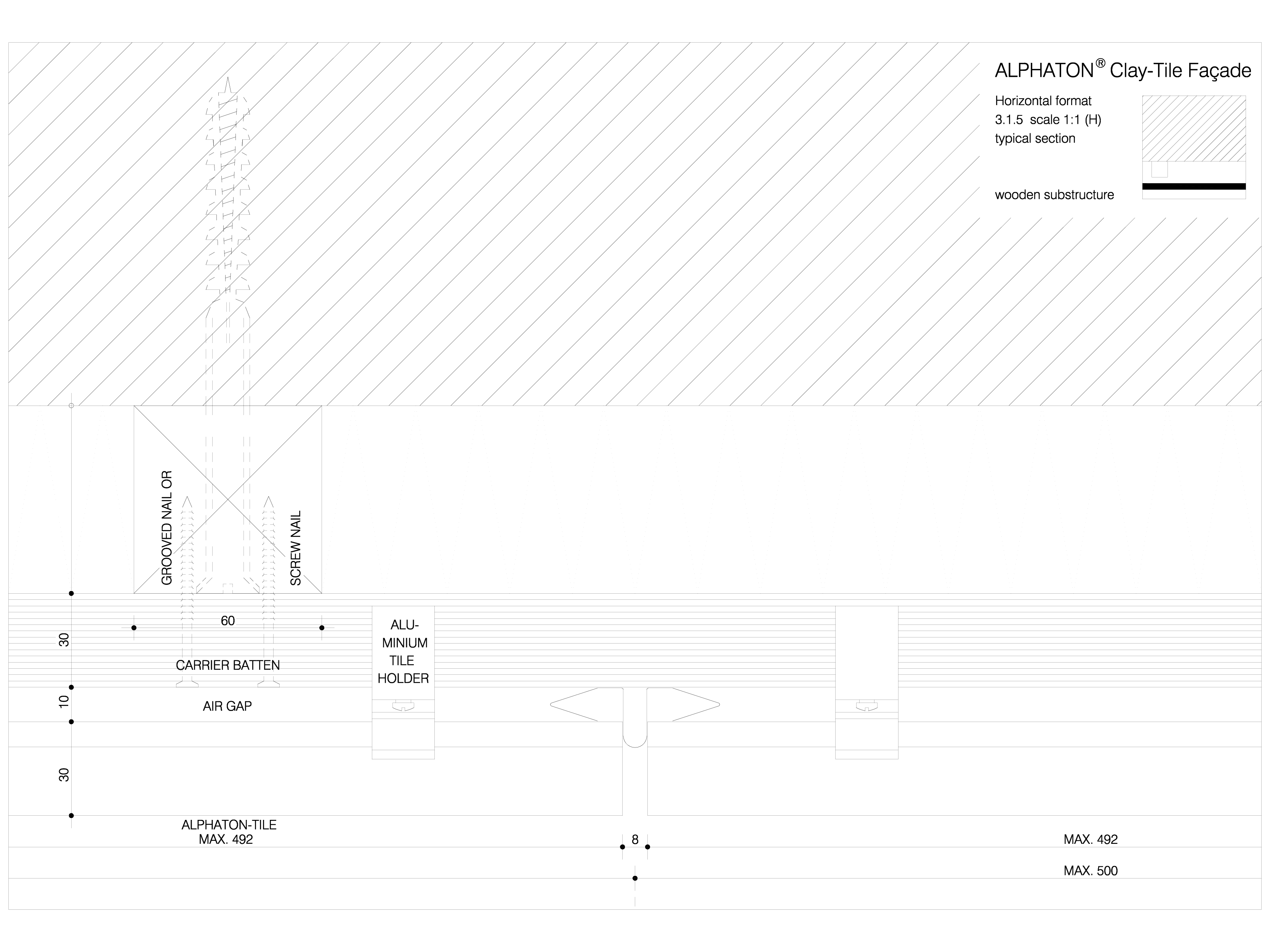 Pagina 1 - CAD-DWG Placaje ceramice pentru fatada - Montaj orizontal pe structura de lemn - Sectiune...