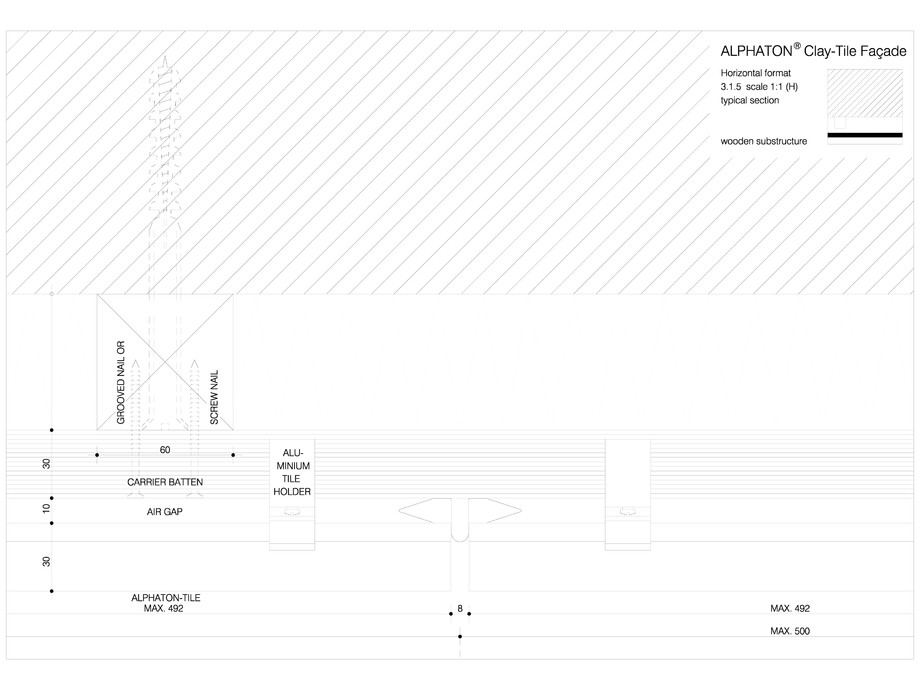 Pagina 1-CAD-DWG Placaje ceramice pentru fatada - Montaj orizontal pe structura de lemn - Sectiune orizontala...
