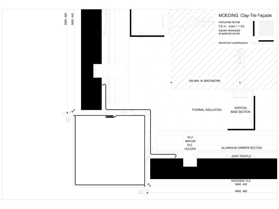 Pagina 1-CAD-DWG Sisteme de placaje ceramice pentru fatada - 2813 MOEDING Detaliu de produs LONGOTON 