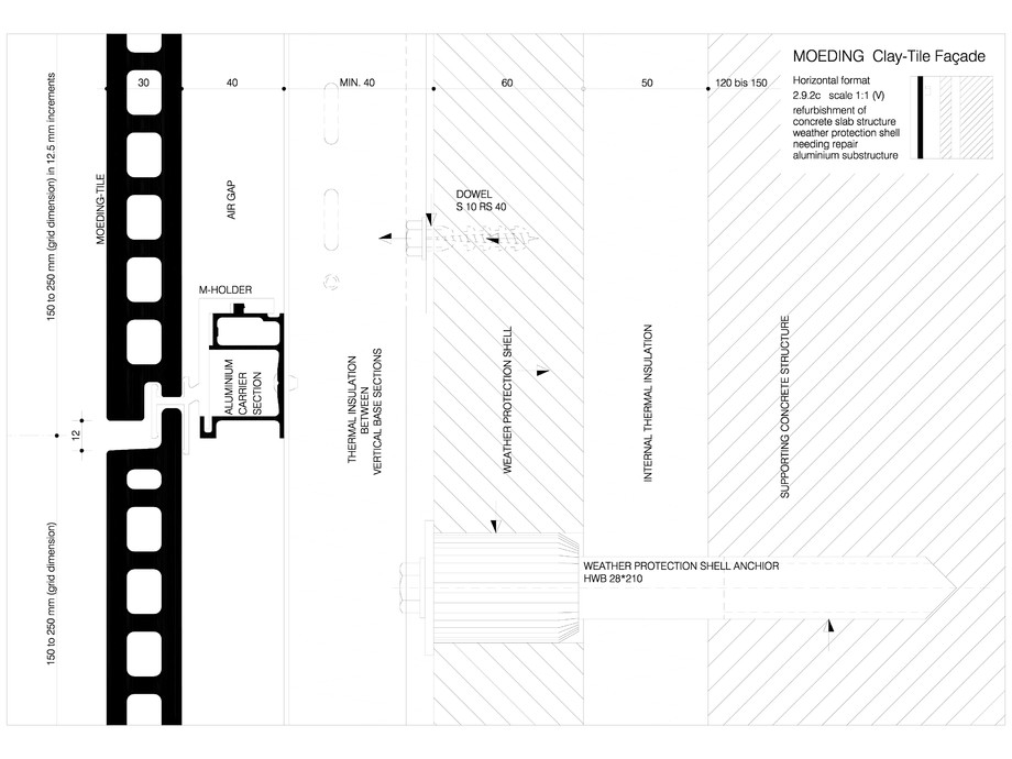 Pagina 1-CAD-DWG Sisteme de placaje ceramice pentru fatada - 2923 MOEDING Detaliu de produs LONGOTON 
