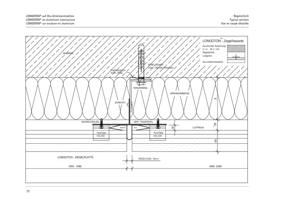 Pagina 12-CAD-PDF Sisteme de placaje ceramice pentru fatada  MOEDING Detaliu de montaj LONGOTON 