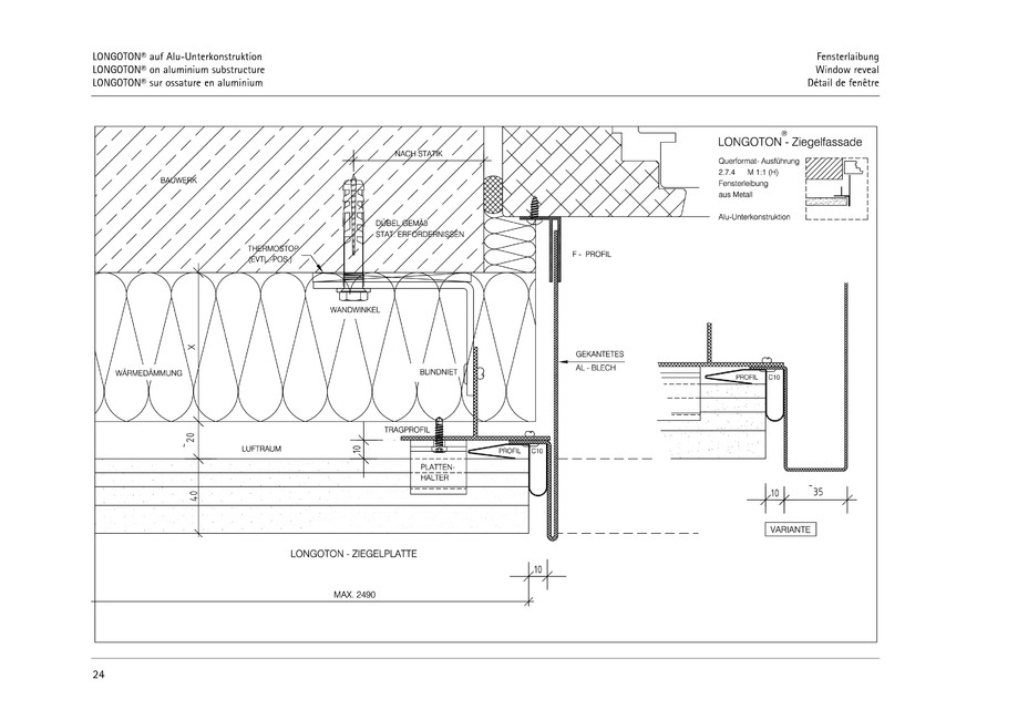 Pagina 24-CAD-PDF Sisteme de placaje ceramice pentru fatada  MOEDING Detaliu de montaj LONGOTON 