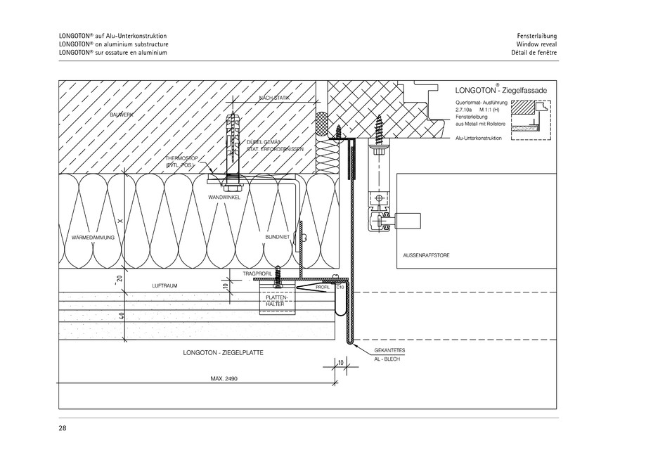 Pagina 28-CAD-PDF Sisteme de placaje ceramice pentru fatada  MOEDING Detaliu de montaj LONGOTON 