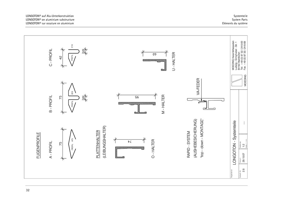 Pagina 32-CAD-PDF Sisteme de placaje ceramice pentru fatada  MOEDING Detaliu de montaj LONGOTON 