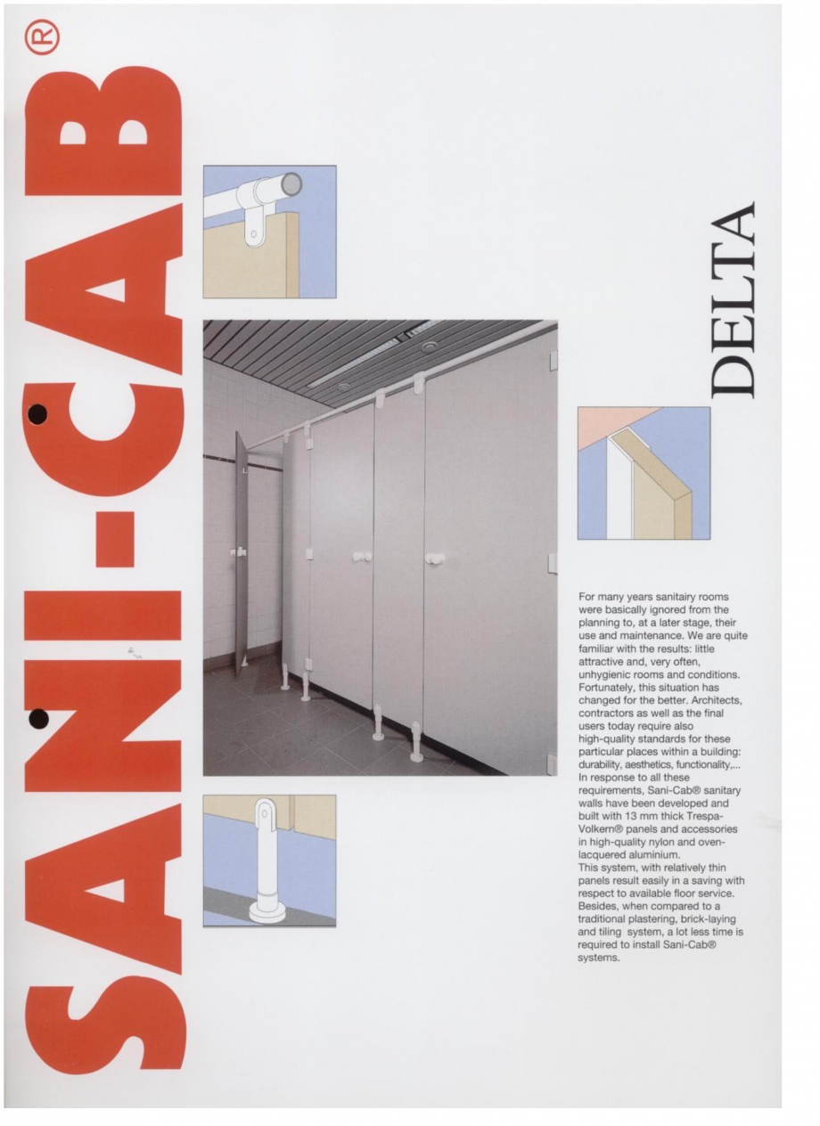 Pagina 1-Cabine sanitare
 SANI-CAB DELTA Catalog, brosura Engleza 
