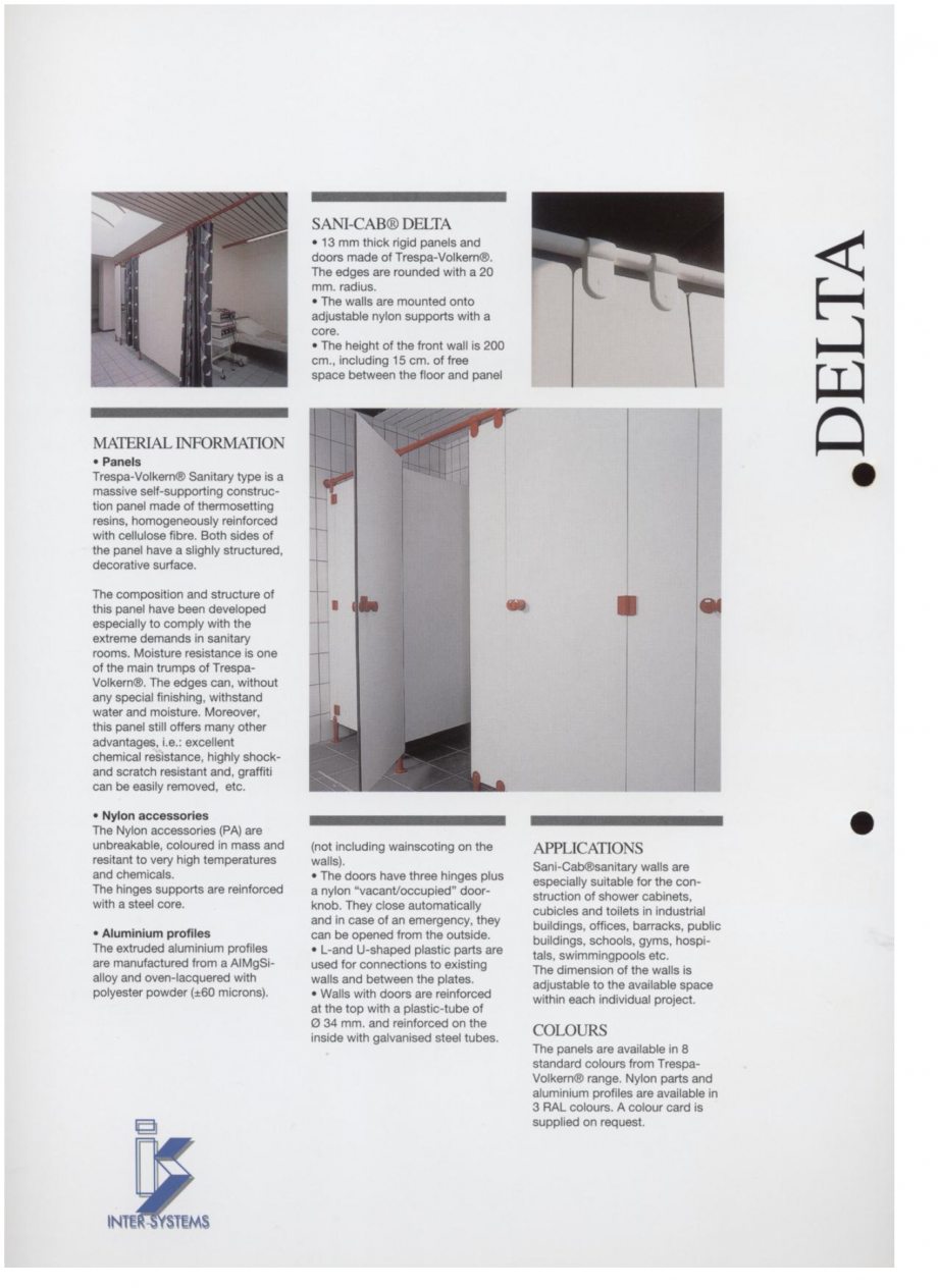 Pagina 2-Cabine sanitare
 SANI-CAB DELTA Catalog, brosura Engleza 