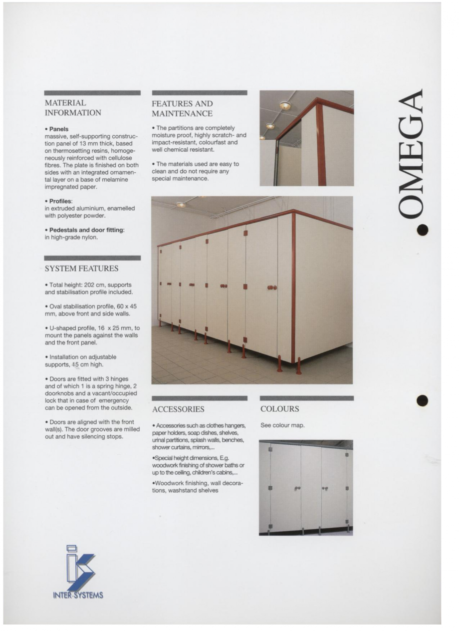 Pagina 2-Cabine sanitare
 SANI-CAB OMEGA Catalog, brosura Engleza 