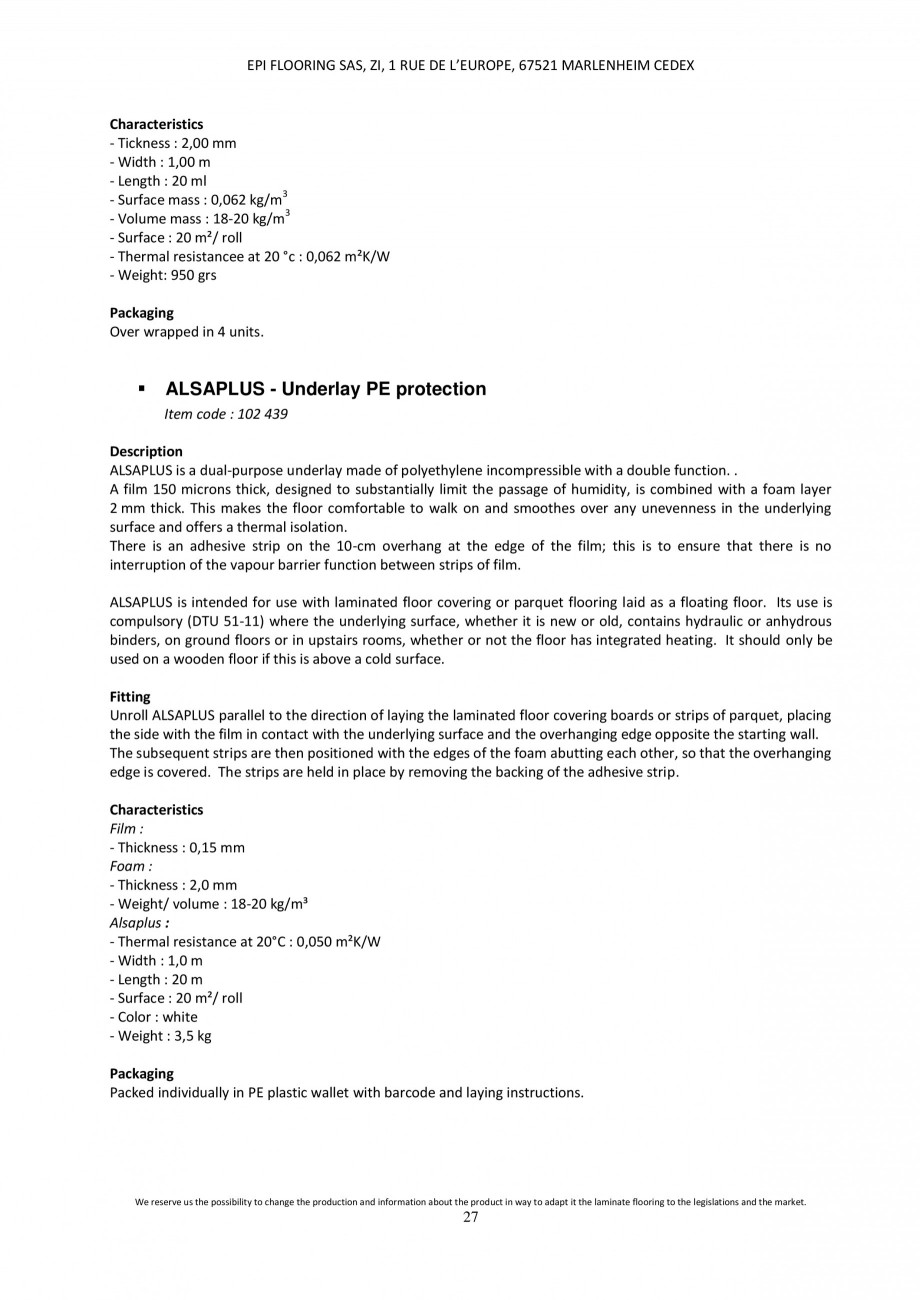 Pagina 26-Parchet laminat - Utilizare, montaj si informatii - Alsafloor ALSAFLOOR Sardinia Oak 619, Corsica...