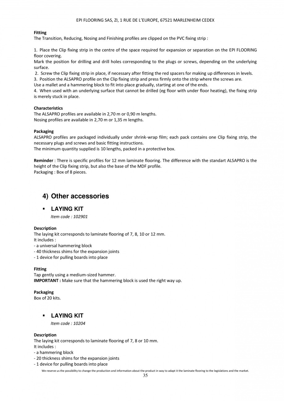 Pagina 35-Parchet laminat - Utilizare, montaj si informatii - Alsafloor ALSAFLOOR Sardinia Oak 619, Corsica...