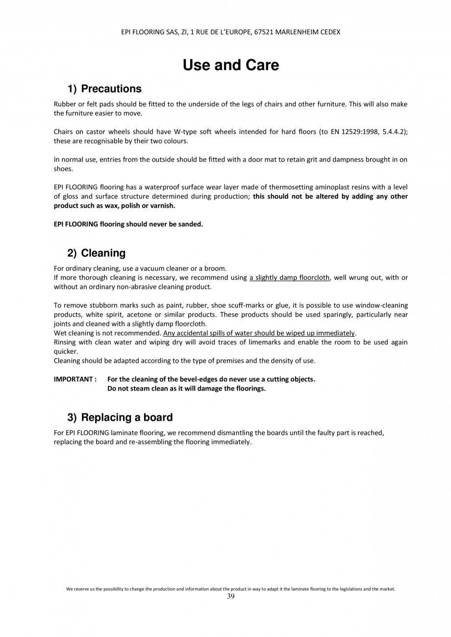 Pagina 39-Parchet laminat - Utilizare, montaj si informatii - Alsafloor ALSAFLOOR Sardinia Oak 619, Corsica...