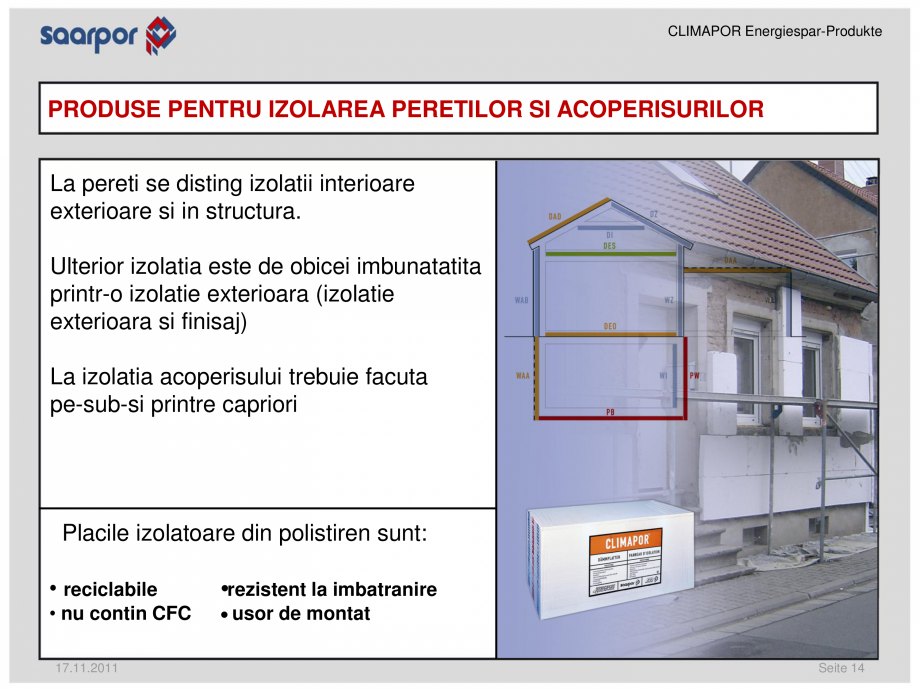 Pagina 14-Produse pentru reducerea consumului de energie/materiale pentru izolatii CLIMAPOR Catalog, brosura...