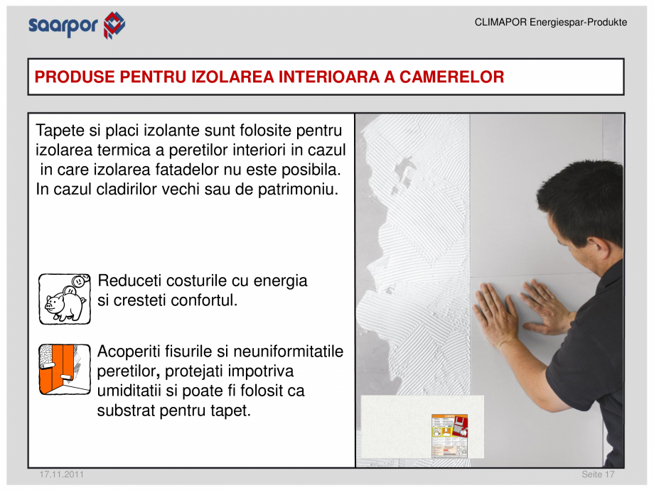Pagina 17-Produse pentru reducerea consumului de energie/materiale pentru izolatii CLIMAPOR Catalog, brosura...