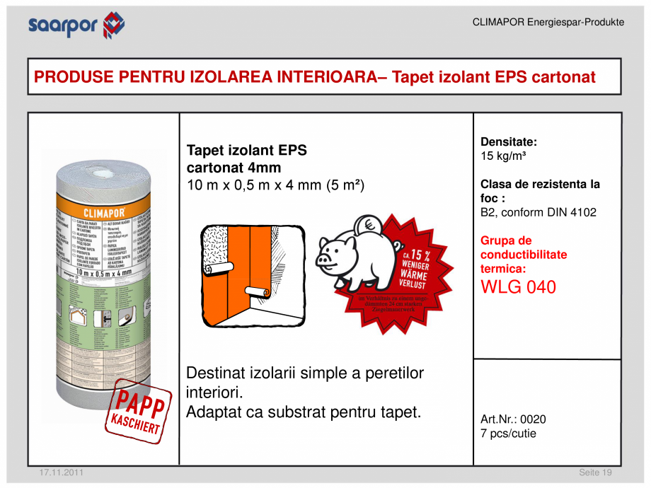 Pagina 19-Produse pentru reducerea consumului de energie/materiale pentru izolatii CLIMAPOR Catalog, brosura...