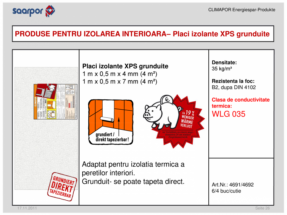 Pagina 26-Produse pentru reducerea consumului de energie/materiale pentru izolatii CLIMAPOR Catalog, brosura...