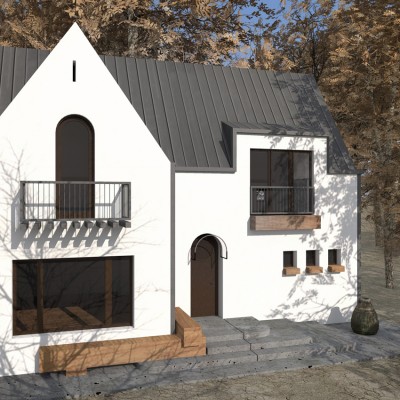 AsiCarhitectura Casa de vacanta P+M - Nistoresti - Breaza - fatada alba si balcoane - Proiecte
