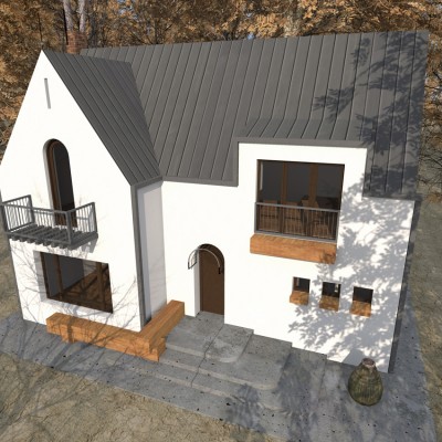 AsiCarhitectura Casa de vacanta P+M - Nistoresti - Breaza - fatada alba si acoperis - Proiecte
