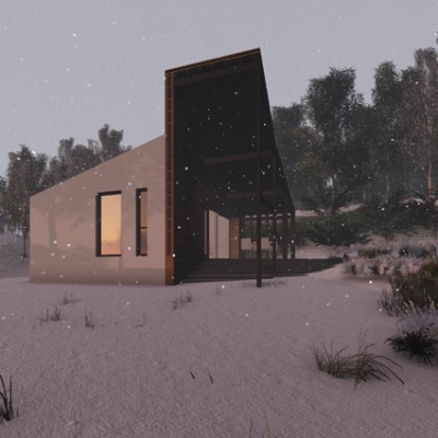 AsiCarhitectura Crama + living de vacanta S+P - Buzau - iarna seara - Proiecte de case