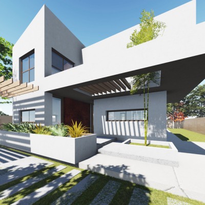 AsiCarhitectura Vila unifamiliala Sp+P+E - Bragadiru - pergole din lemn pentru volumetrie - Proiecte de case