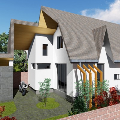 AsiCarhitectura Casa cu fatada alba garajul si curtea - Proiecte de case proiecte de locuinte unifamiliale